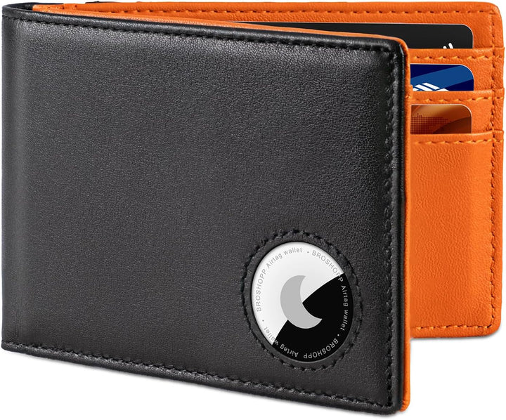 BROSHOPP Billetera Airtag para hombre, billetera plegable de cuero...