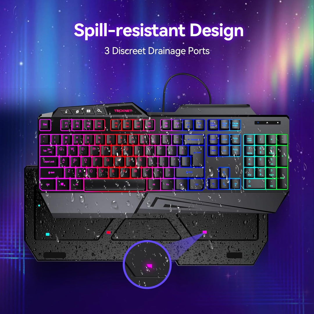 TECKNET Teclado RGB para juegos con cable, 26 teclas, antifantasma,...