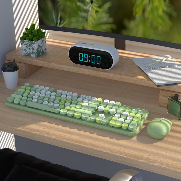 UBOTIE Teclado inalámbrico colorido para computadora y mouse óptico...