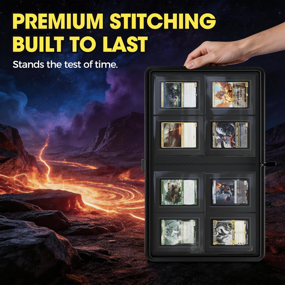 ProCase Archivador Top Loader de 4 Bolsillos, Capacidad para 144 Cartas en Toploaders - Negro