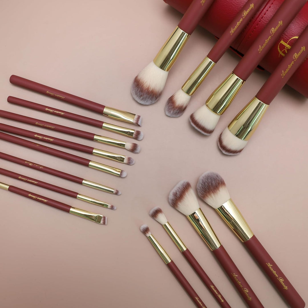 Anactoro Juego de brochas de maquillaje profesional de belleza, 16...