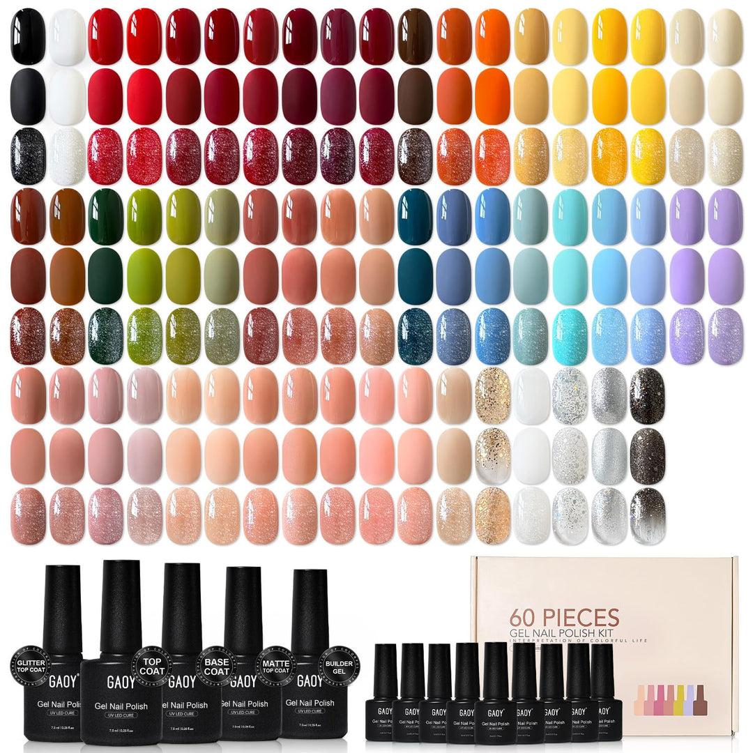 GAOY - Juego de 60 esmaltes de uñas de gel, 55 colores para todas l...
