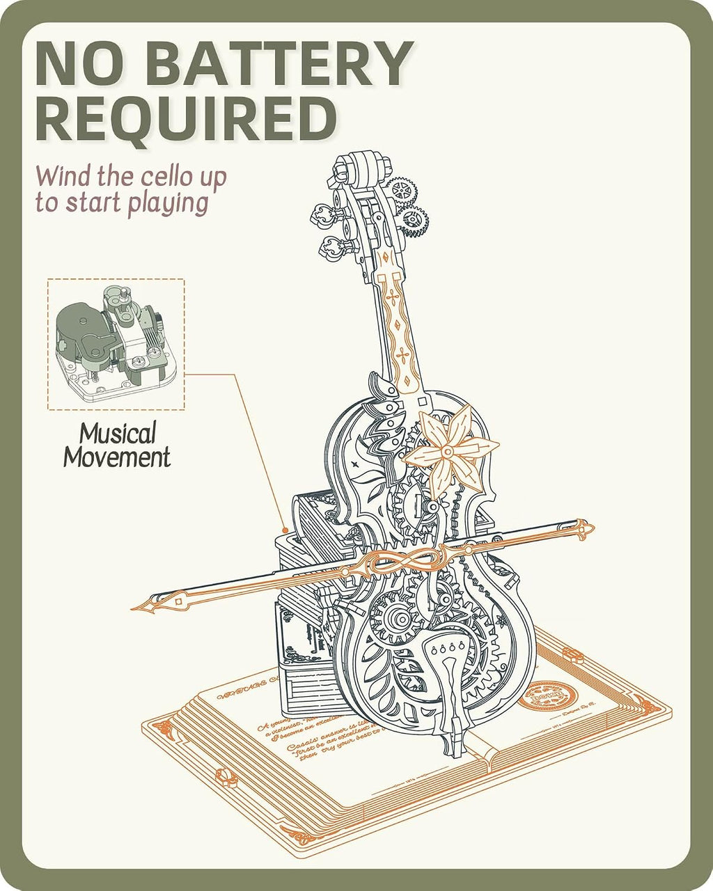 ROKR Rompecabezas de madera 3D para adultos, kits de caja de música de madera, kits de modelo de madera de violonchelo para adultos, proyectos de tallo para adolescentes, regalos de cumpleaños, pasatiempos para mujeres y hombres