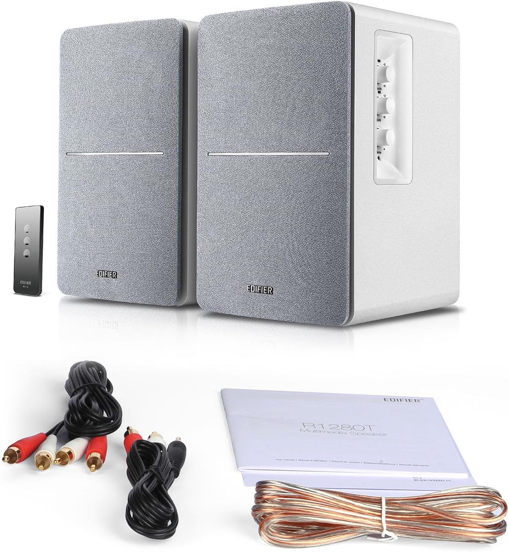 Edifier R1280T Altavoces alimentados para estantería - Altavoz de monitor de estudio de campo cercano activo 2.0 - Carcasa blanca - 42 vatios RMS