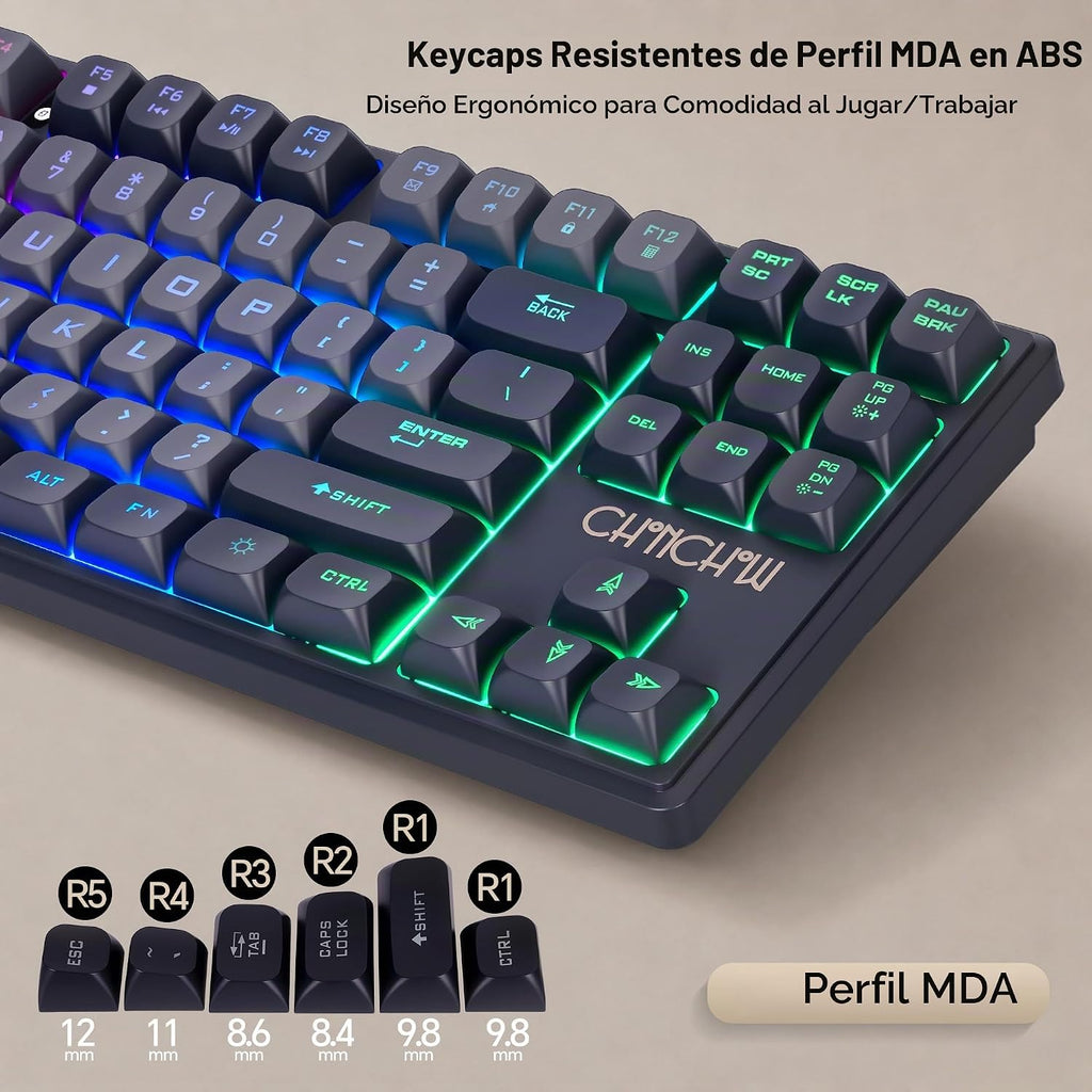 CHONCHOW TKL - Combo de teclado y mouse para juegos, juego RGB con cable