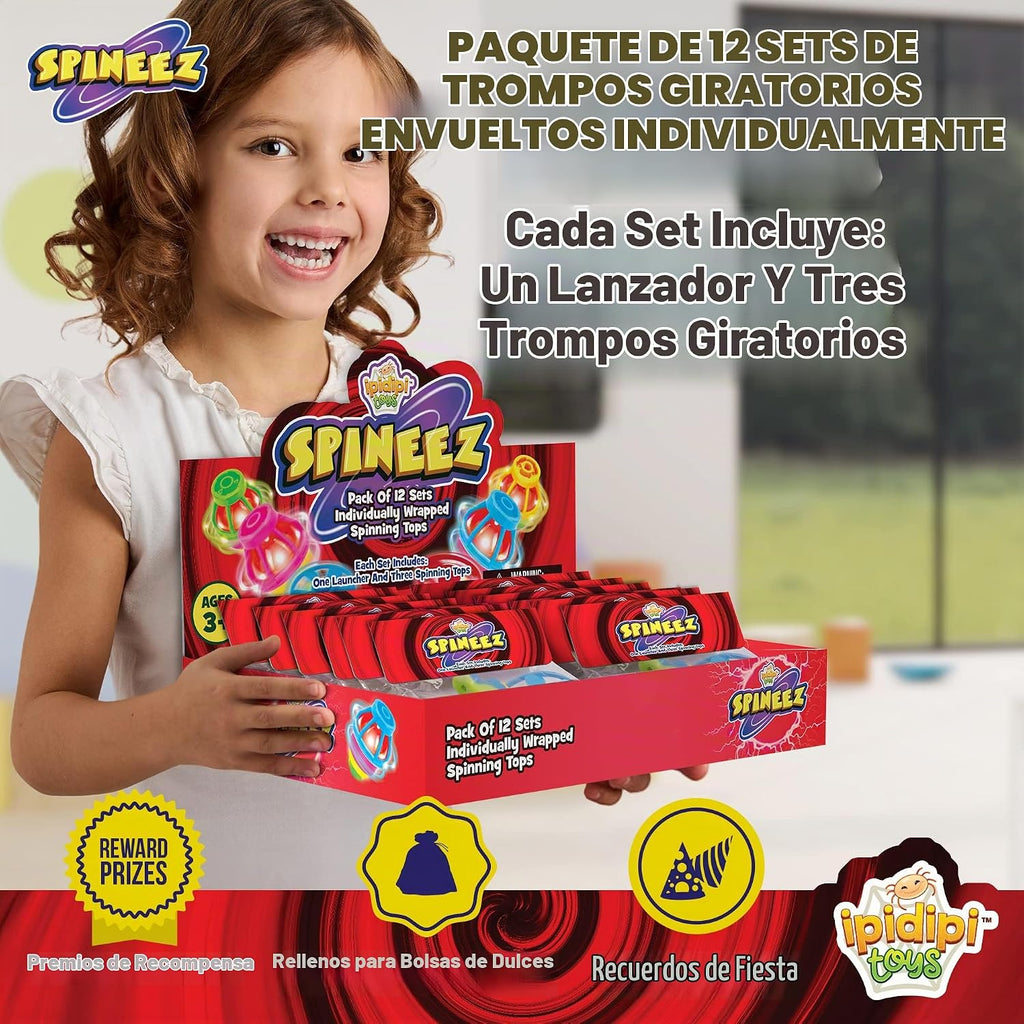 IPIDIPI TOYS Spineez - Platillo volador iluminado, paquete de 12, color
