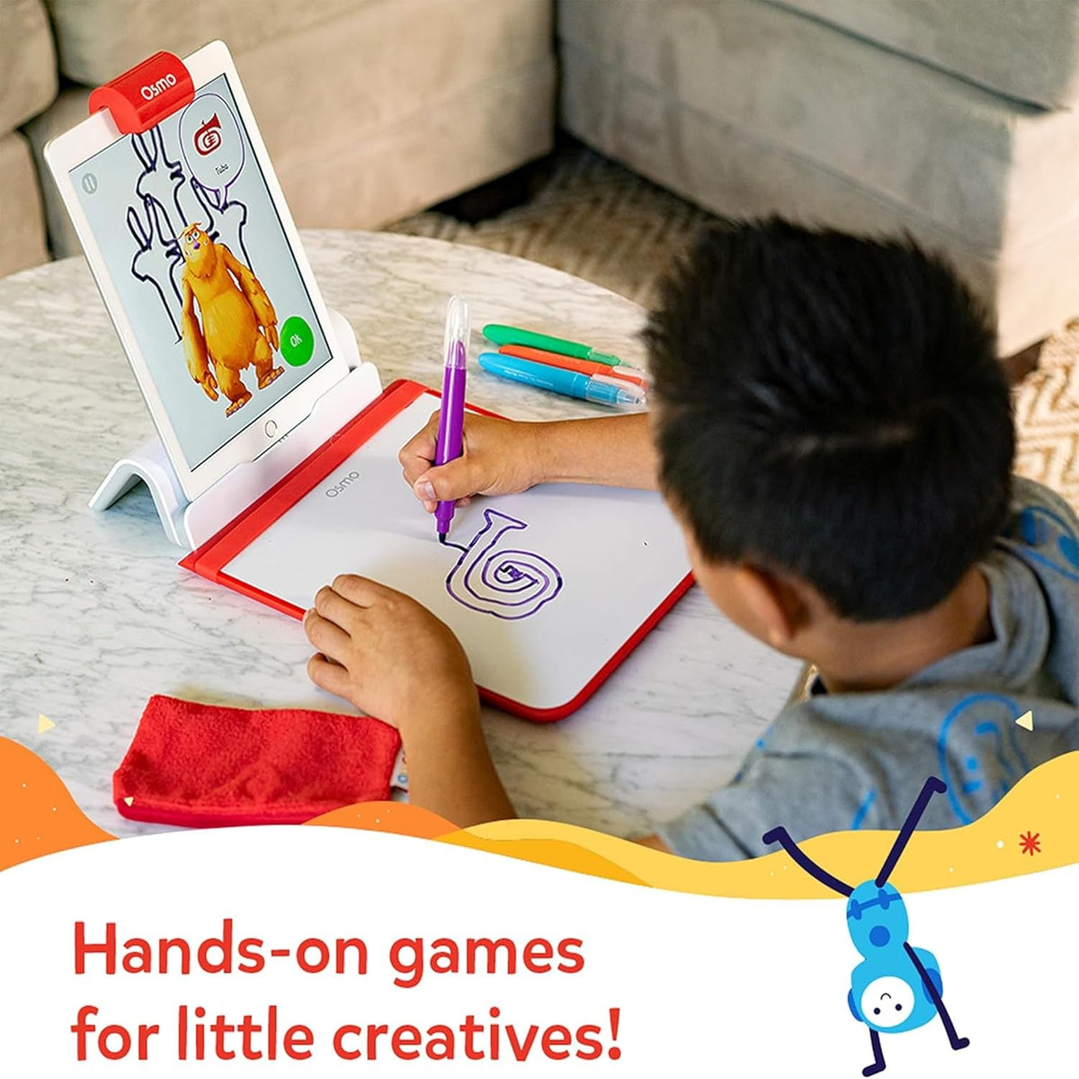 Osmo - Kit de inicio creativo para iPad - 3 juegos educativos de aprendizaje - Dibujo creativo y resolución de problemas/física temprana - Regalos de juguete STEM para niños, niños y niñas - Edades 5-10 (base Osmo incluida)