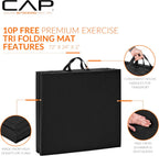CAP Barbell Alfombrilla de ejercicio plegable, duradera, antidesgarros, acolchado grueso para fitness, aeróbicos, gimnasia y entrenamientos en casa. 72 pulgadas de largo x 24 pulgadas de ancho x 2