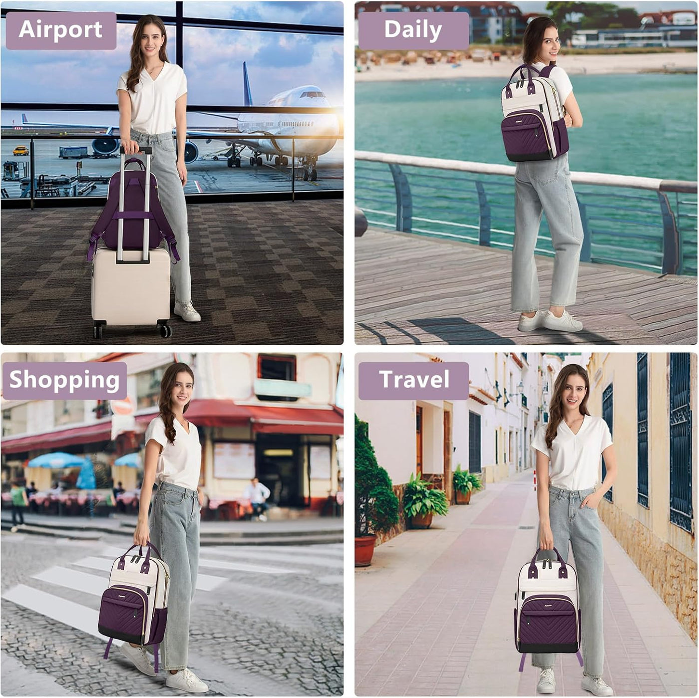 bagswan Mochila para laptop para mujer, 62-púrpura oscuro, 15,6 pul...