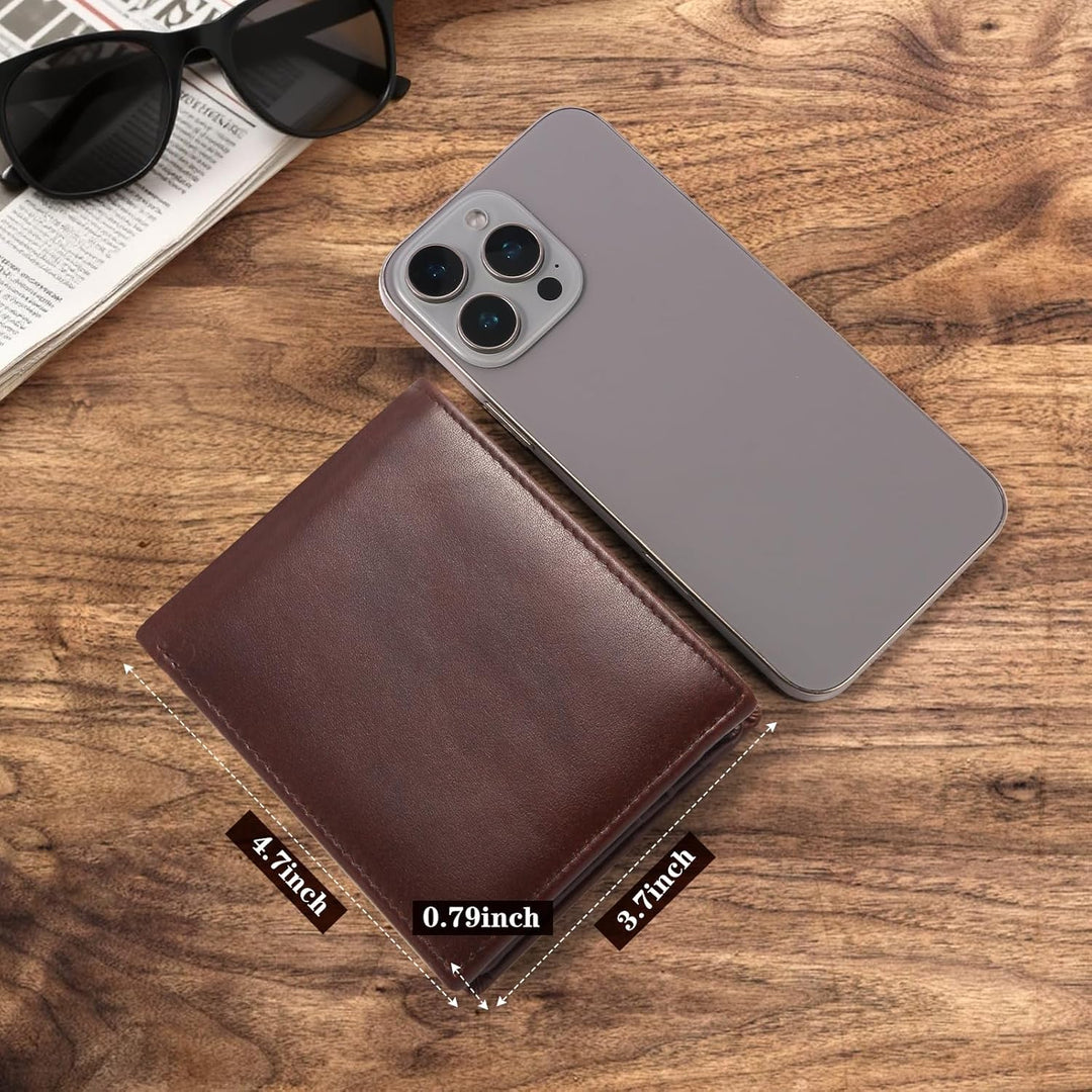 Billetera de cuero plegable para hombre, de gran capacidad, bloqueo...
