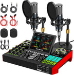TENLAMP Paquete de mezclador de audio G10 Creator con micrófonos duales