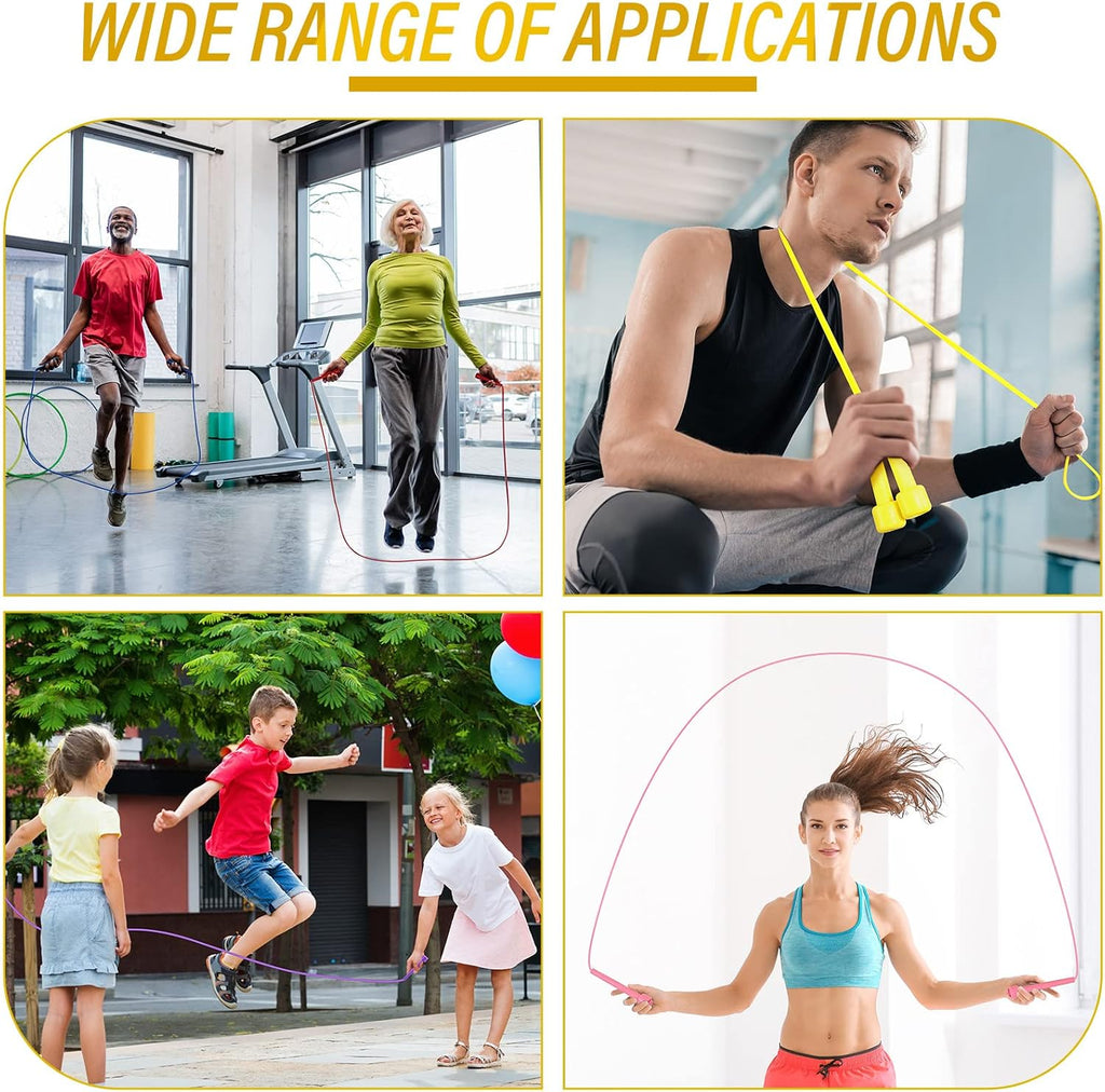 Xinnun 32 cuerdas de salto de PVC para fitness, cuerda de saltar ajustable de 9.2 pies, cuerda versátil irrompible con mango de plástico para mujeres y hombres, entrenamiento de resistencia, ejercicio