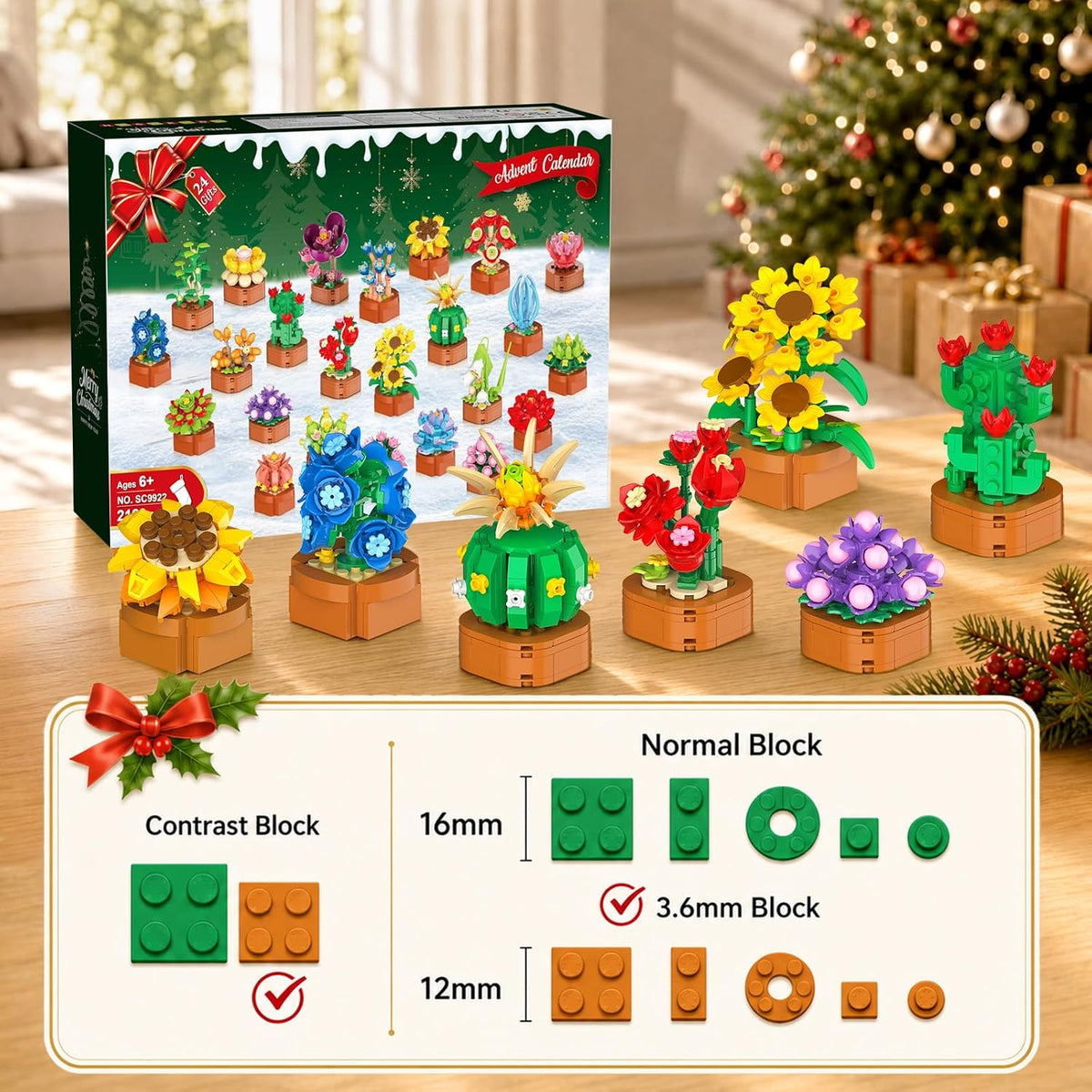 Calendario de Adviento 2026 Flores Botánico Mini Juego de Construcción para