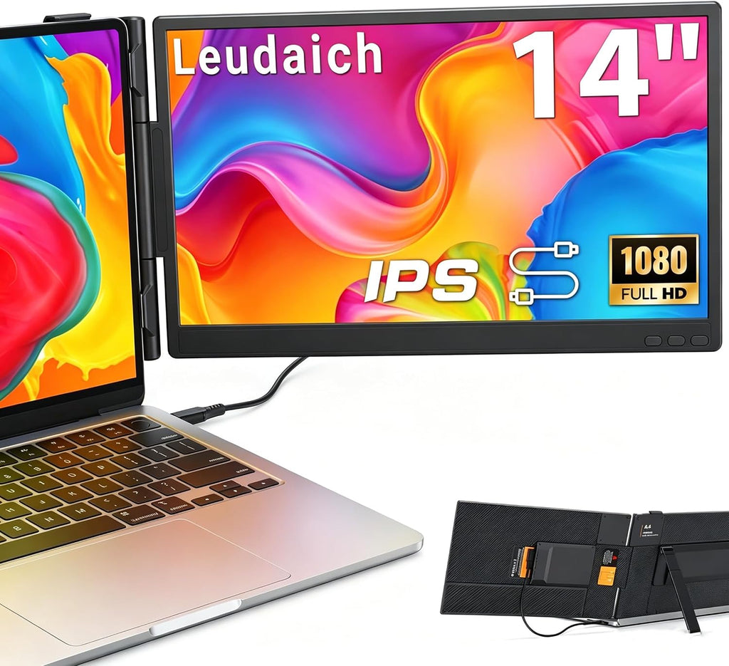 Leudaich Extensor de pantalla para laptop, 14 pulgadas, FHD 1080P I...