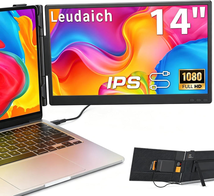 Leudaich Extensor de pantalla para laptop, 14 pulgadas, FHD 1080P I...