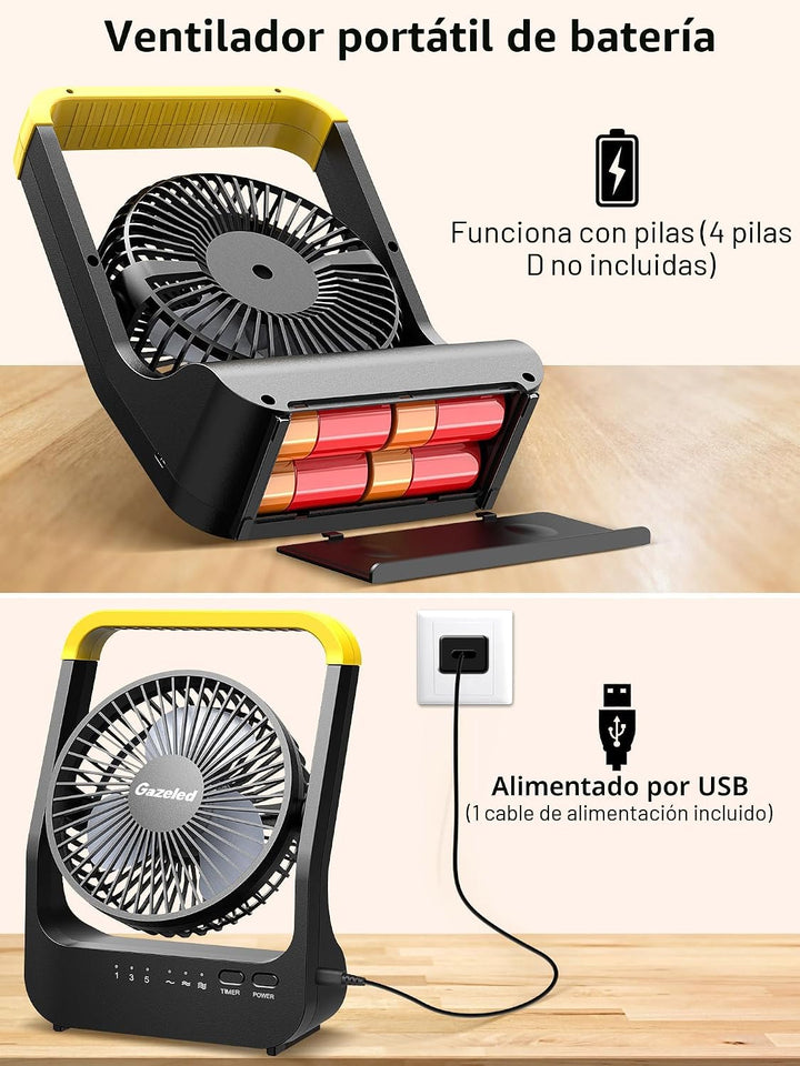 Gazeled F15 Ventilador alimentado por batería, ventiladores de larg...
