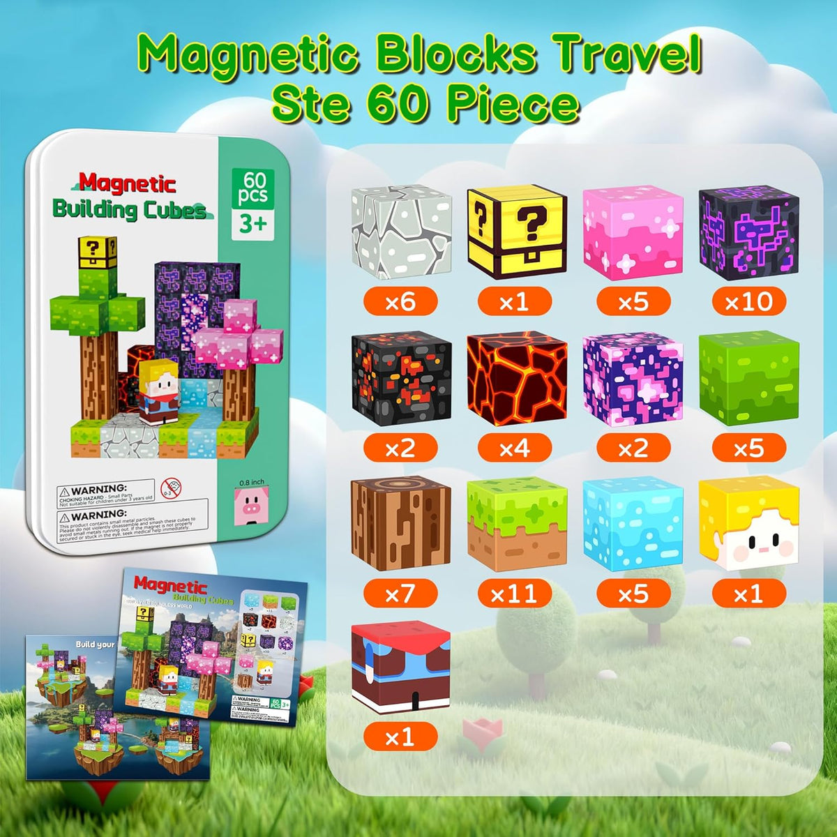 Bloques magnéticos estilo Minecraft bloques de construcción magnéti...