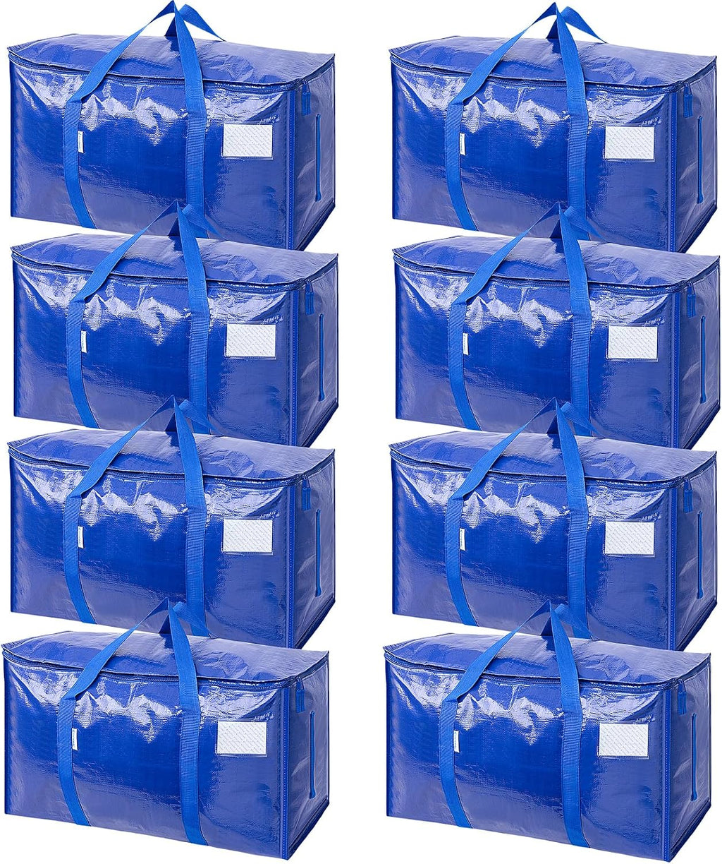 TICONN Paquete de 8 bolsas de mudanza extra grandes resistentes con cremalleras y asas de transporte, bolsas de almacenamiento duraderas para organizadores de armario y almacenamiento (paquete de 8