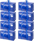 TICONN Paquete de 8 bolsas de mudanza extra grandes resistentes con cremalleras y asas de transporte, bolsas de almacenamiento duraderas para organizadores de armario y almacenamiento (paquete de 8