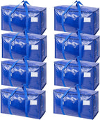 TICONN Paquete de 8 bolsas de mudanza extra grandes resistentes con cremalleras y asas de transporte, bolsas de almacenamiento duraderas para organizadores de armario y almacenamiento (paquete de 8