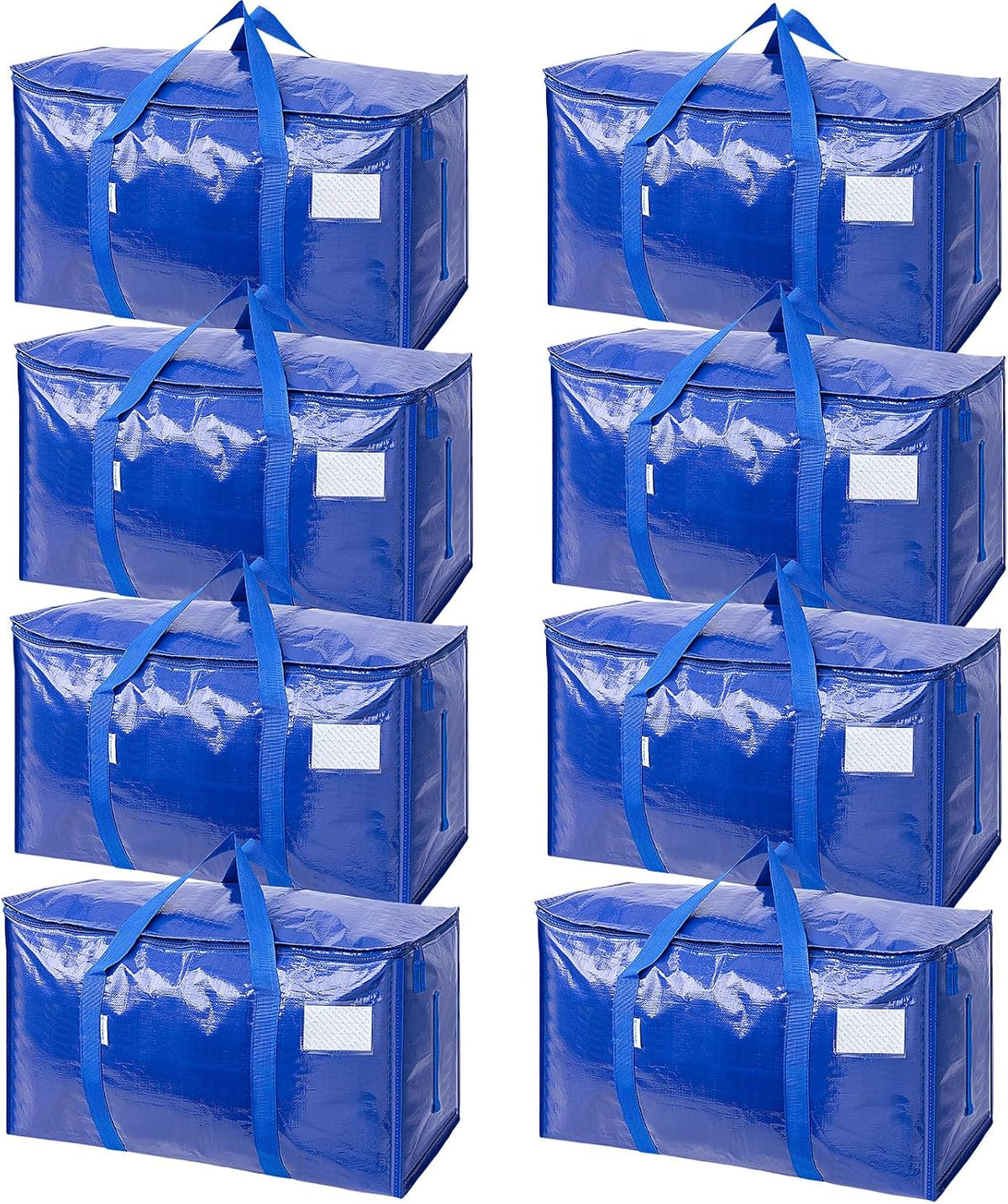 TICONN Paquete de 8 bolsas de mudanza extra grandes resistentes con cremalleras y asas de transporte, bolsas de almacenamiento duraderas para organizadores de armario y almacenamiento (paquete de 8