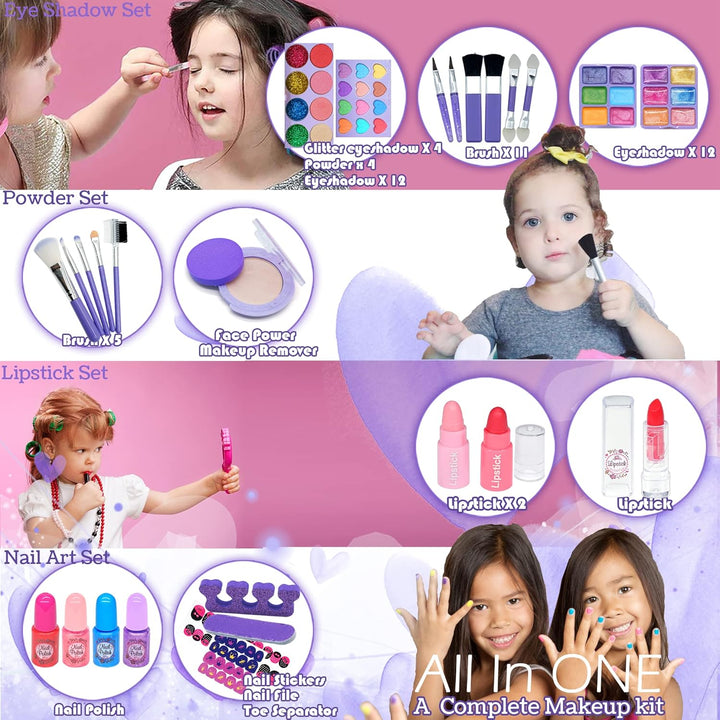Kit de maquillaje para niños, juguetes para niñas, maquillaje lavab...
