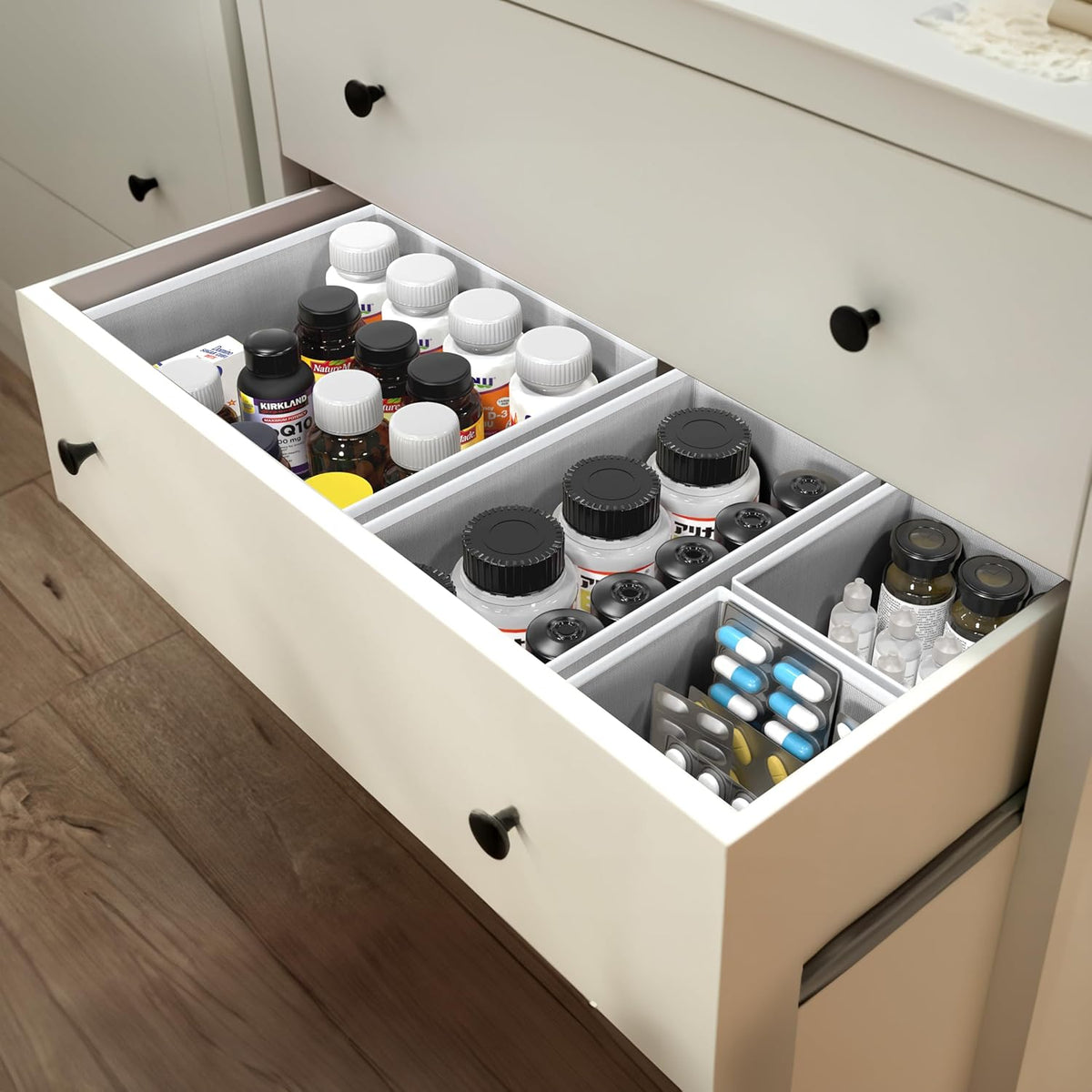 Simple Houseware Organizador plegable para cajones y contenedor para almacenar, juego de 12, gris