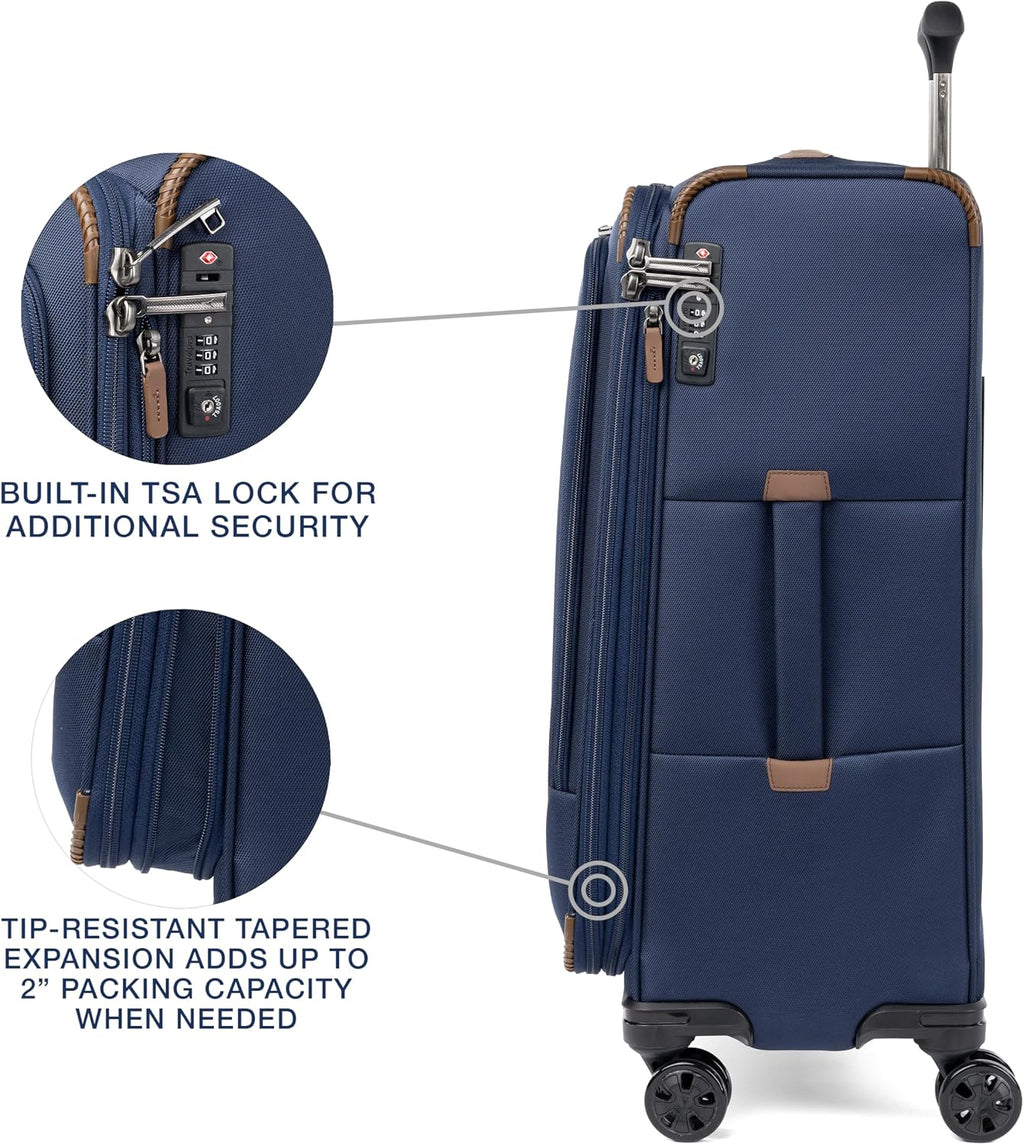 Travelpro Crew Classic Maleta de mano ligera, extensible, de lados suaves, Azul patriota