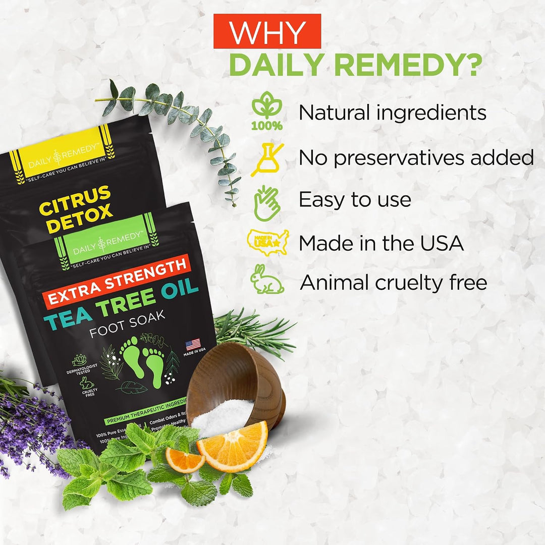 DAILY REMEDY Juego de 4 pies de remojo \u2013 2 aceites de árbol de...