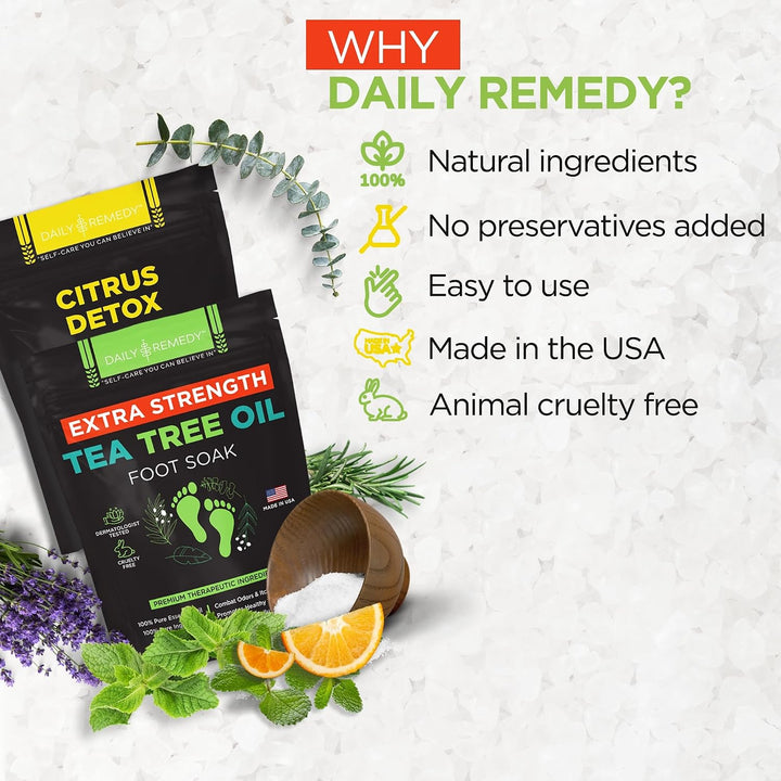 DAILY REMEDY Juego de 4 pies de remojo \u2013 2 aceites de árbol de...