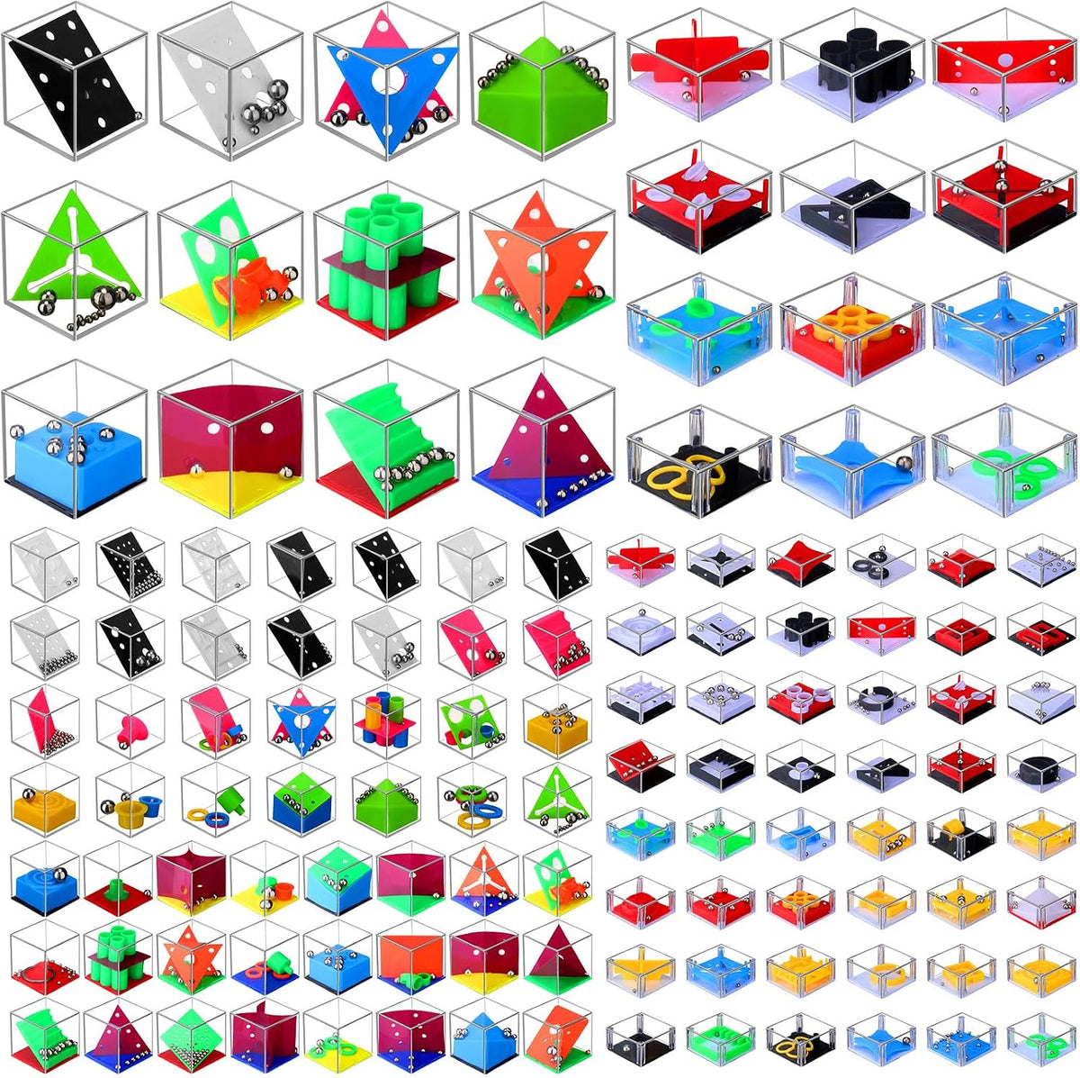 RoundFunny 100 cubos de rompecabezas para el cerebro, mini rompecabezas, recuerdos de fiesta, mini juegos, caja a granel para niños, relleno de bolsas de regalos para juegos de laberinto, regalos de premios en el aula