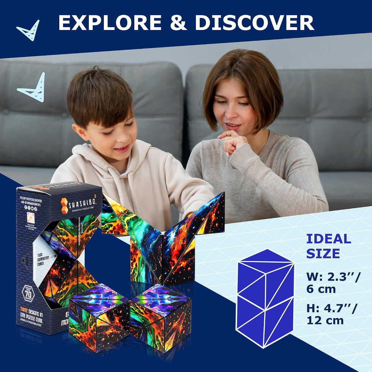 Shashibo ICOSA XL Magnetic Puzzle Toy, Stress Relief Fidget Toy