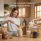 Juego de 6 recipientes herméticos de vidrio con tapas de 25/37/50 onzas con tapas de bambú, juego de recipientes de cocina para organización de despensa, almacenamiento de alimentos para harina