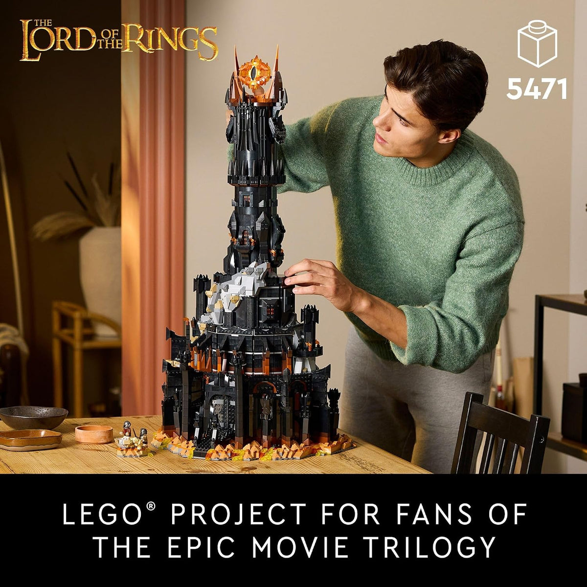 LEGO Icons El Señor de los Anillos: Juego de construcción Barad-dûr para adultos – El Señor de los Anillos coleccionable para fans – Incluye 10 minifiguras – Regalo para hombres y mujeres – 10333