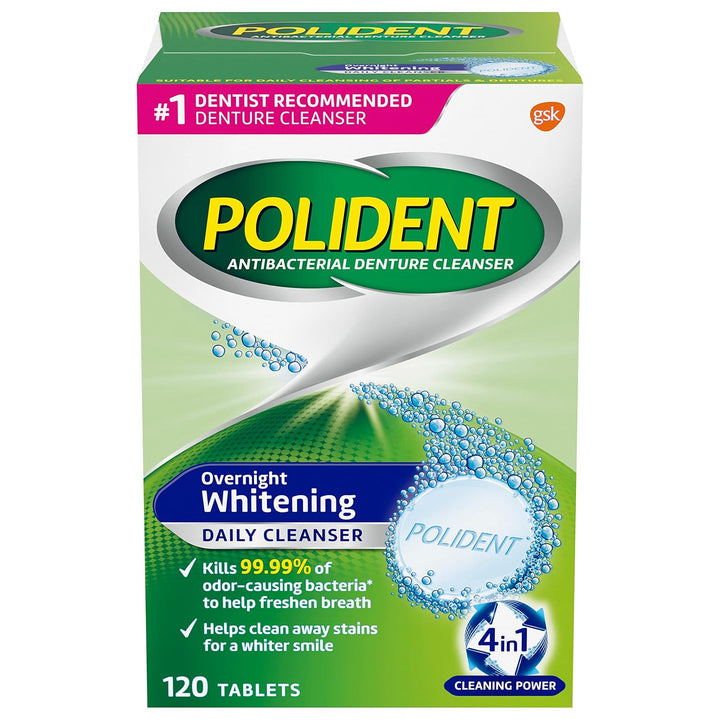 Polident Tabletas limpiadoras de dentaduras postizas blanqueadoras...