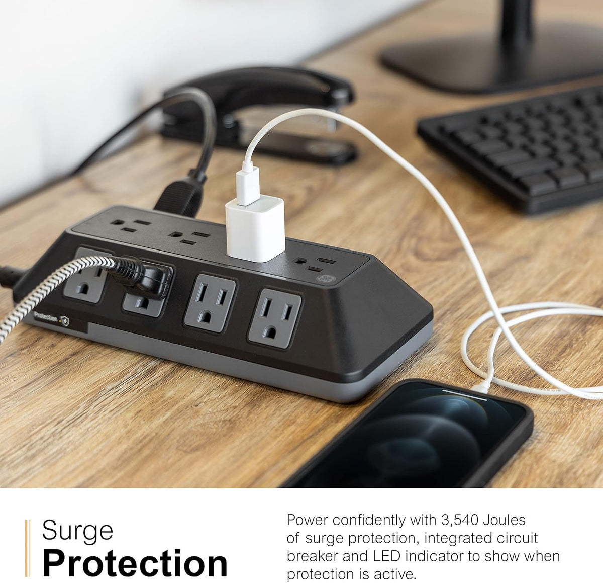 GE Protector de Surtidor de Energía, Extendo de 6 ft con Múltiples Enchufes