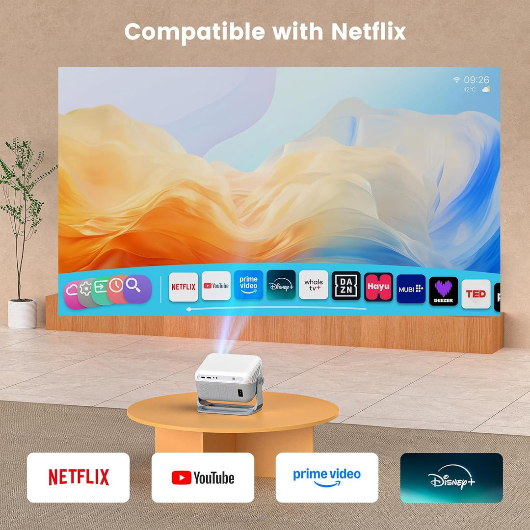 【Compatible con Netflix y Native 1080P】Mini proyector con WiFi y Bl...