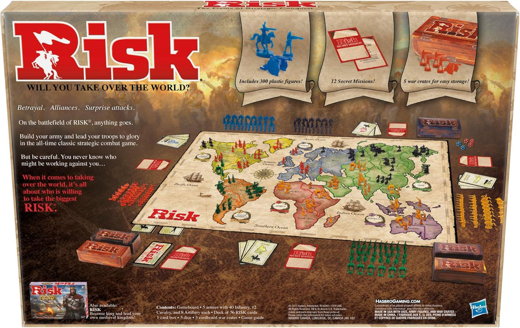 Juego de mesa Risk, juegos de estrategia para 2-5 jugadores, juegos de mesa de estrategia para adolescentes, adultos y familia, juegos de guerra, a partir de 10 años