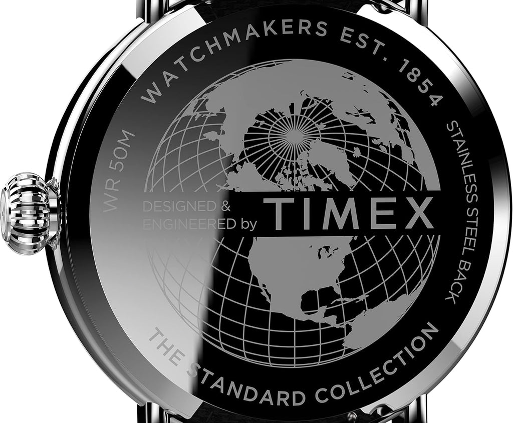 Reloj analógico para hombre Timex Standard de 3 agujas 40 mm | Luz INDIGLO y agujas luminiscentes | Correa ajustable y resistente | Resistencia al agua 50M