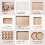 Juego de 9 moldes para hornear antiadherentes, apilables no tóxicos con textura de diamante, juego de bandejas para horno para cocinar, incluye bandeja para galletas con rejilla, molde para