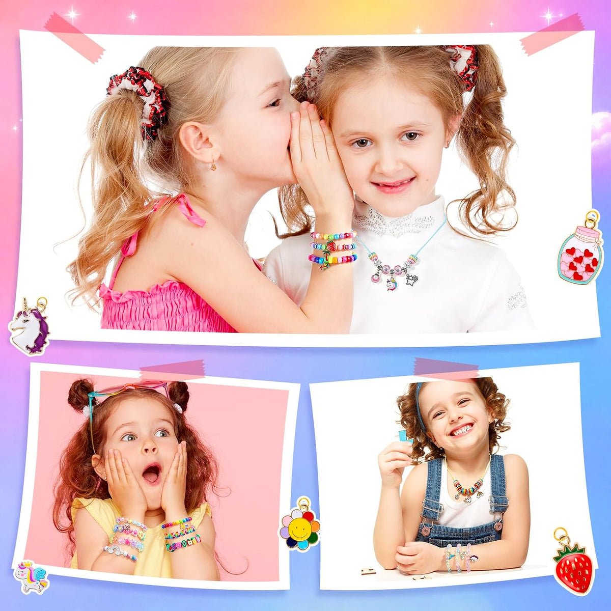 Funtopia Paquete de 24 kits de fabricación de pulseras para niñas de 4-6-8