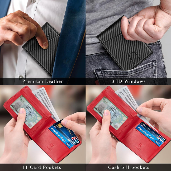 GSOIAX Billetera de piel de caballo loco prémium para hombre, hecha...
