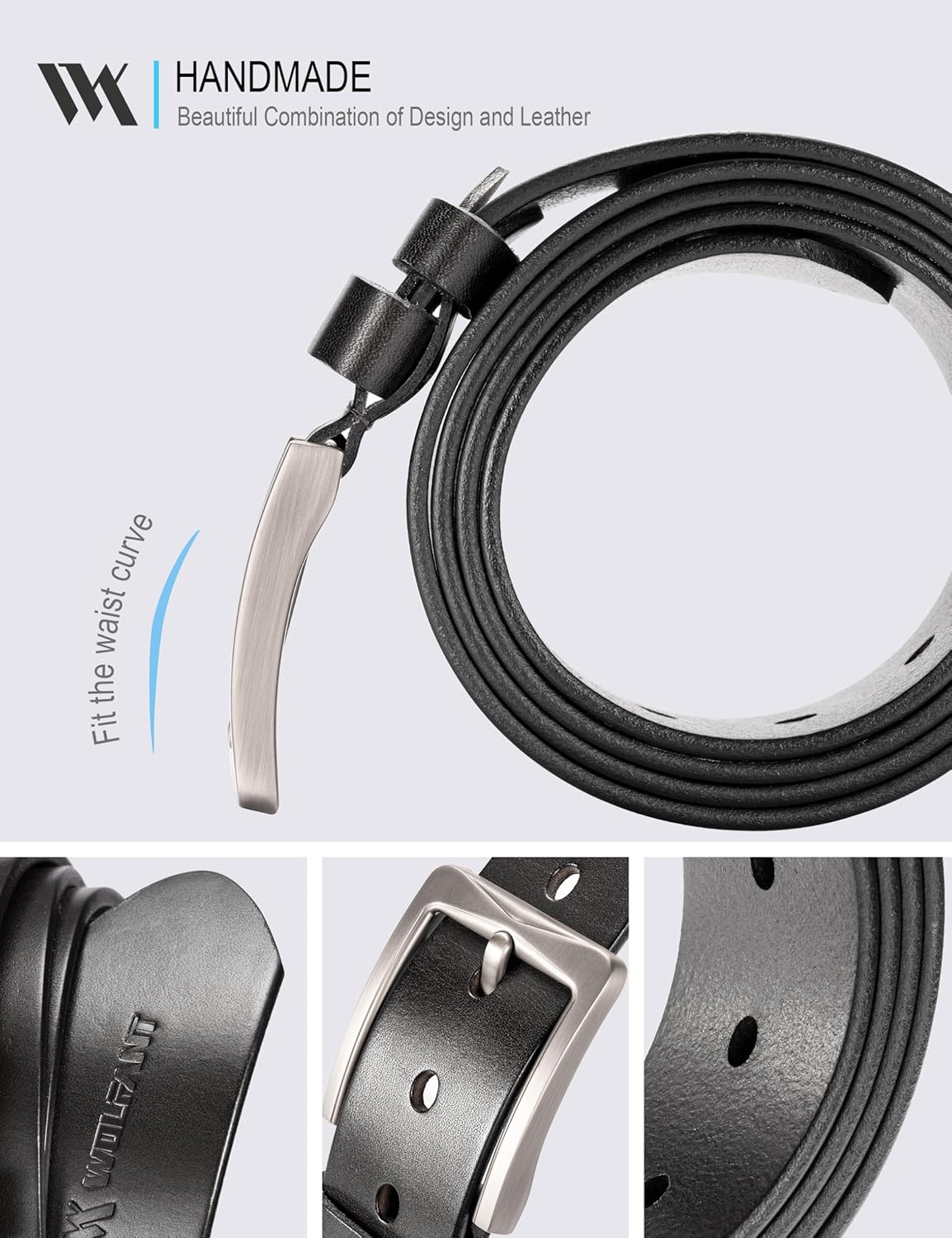 WOLFANT Cinturón de cuero de grano completo de 1.5 pulgadas para ho...