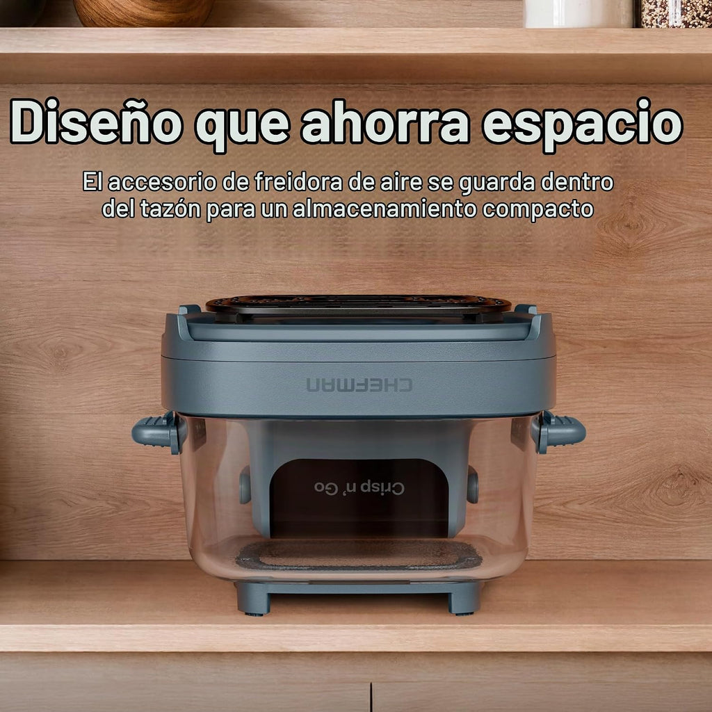 Chefman Crisp n' Go - Freidora de aire de vidrio de 4 cuartos de galón