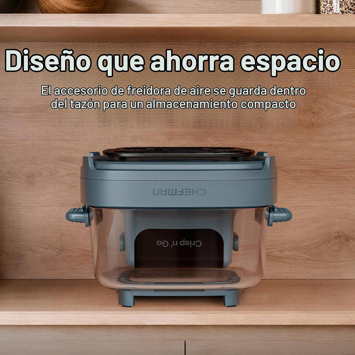 Chefman Crisp n' Go - Freidora de aire de vidrio de 4 cuartos de galón