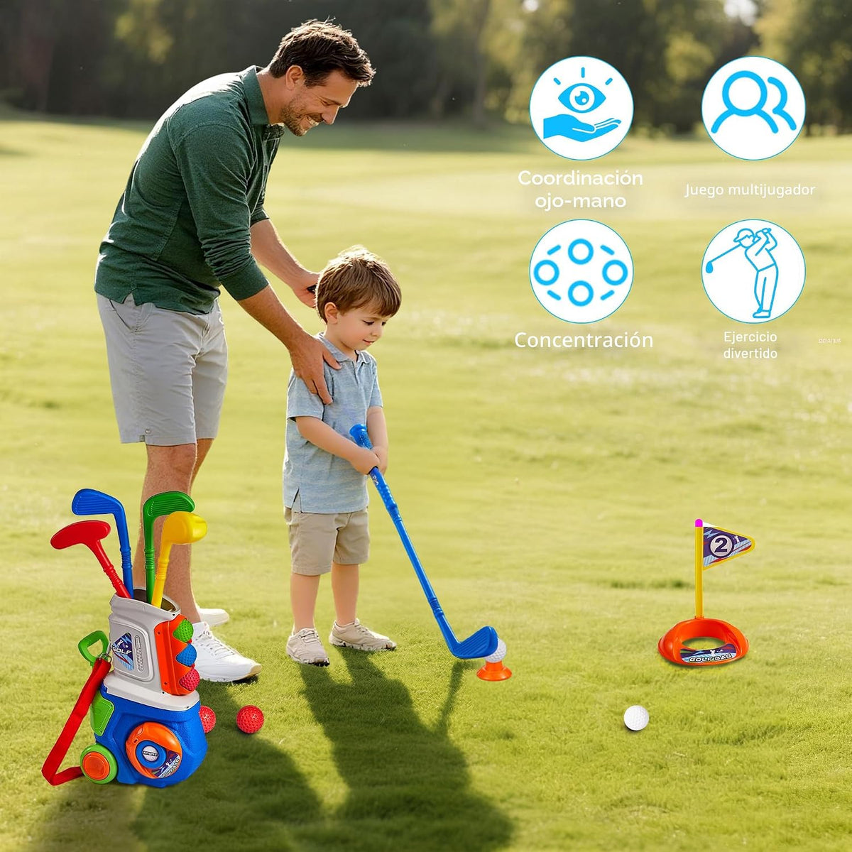 PJG - Juego de 22 palos de golf para niños, regalo de cumpleaños para niños