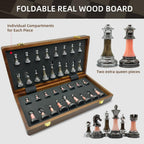 Juego de ajedrez de madera plegable grande de 17 pulgadas con piezas