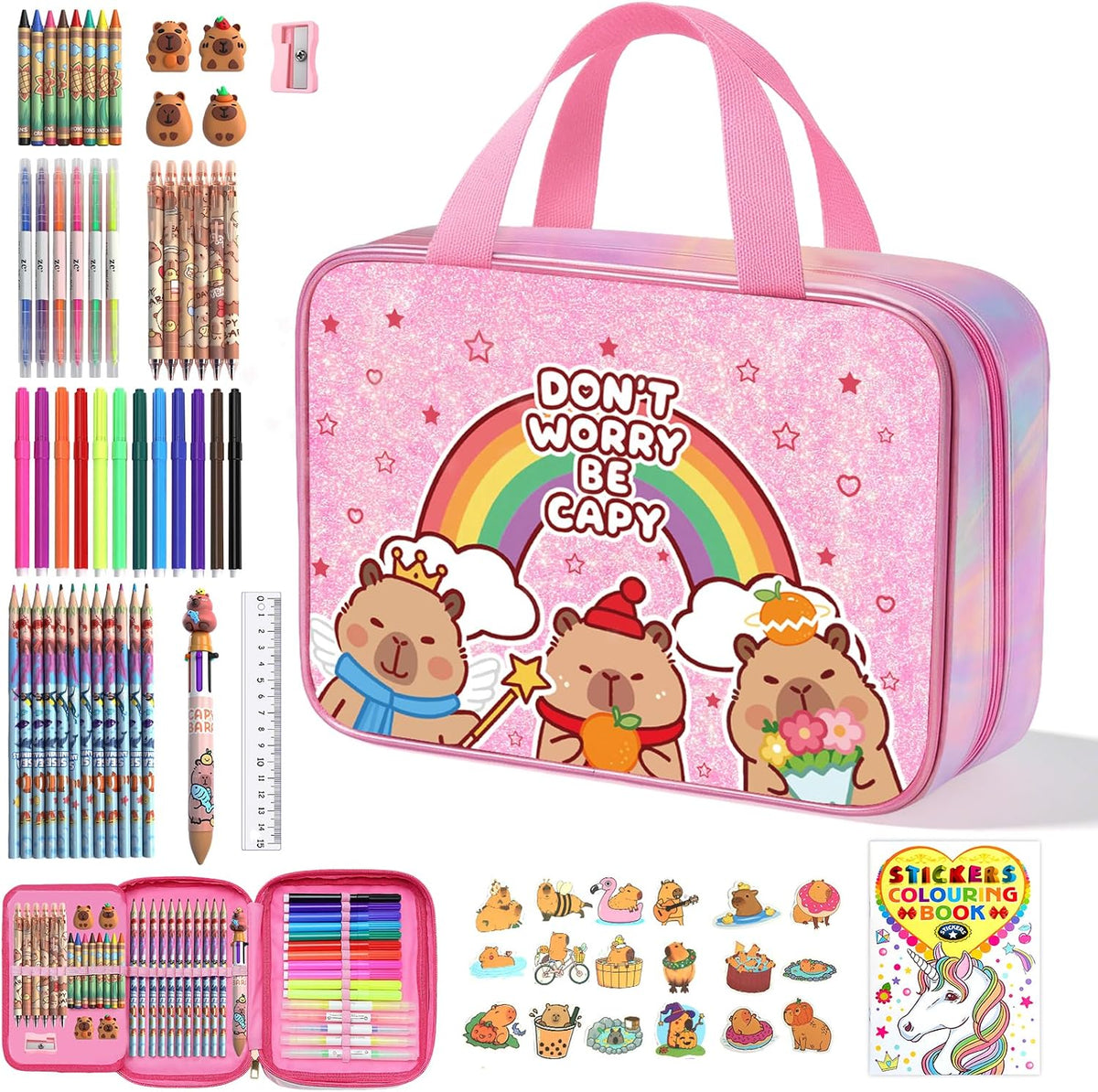 DreamyCandy - Kit de dibujo Capybara de 73 piezas para niños de 4 a 8 años