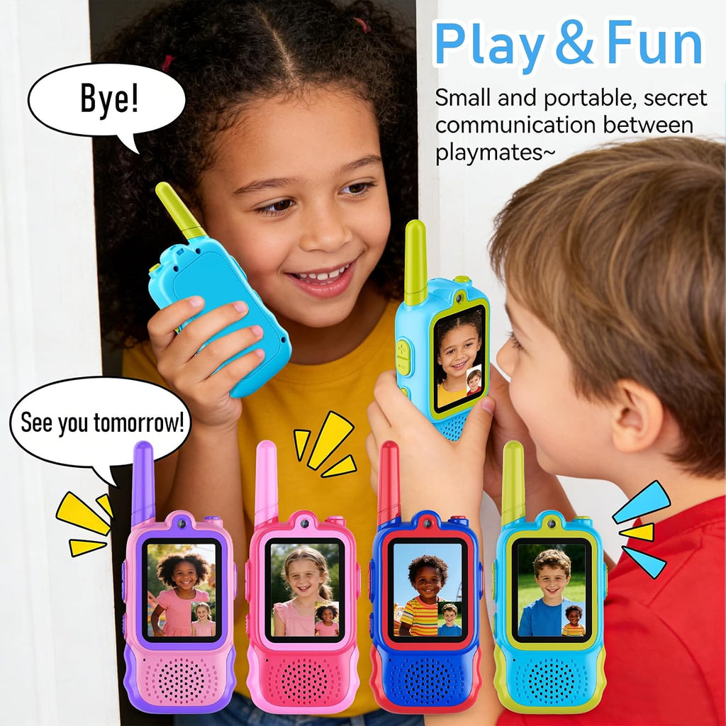 Startcan Walkie Talkies de video para niños, paquete de 2 juguetes recargables de videollamada, juguetes para interiores y exteriores, regalos de cumpleaños de Navidad para niños de 3 a 8 años en