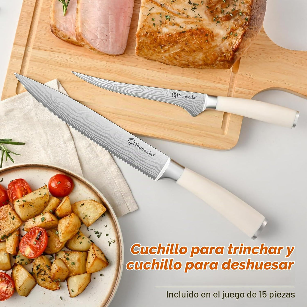 Juego de cuchillos de cocina de 15 piezas con bloque y afilador